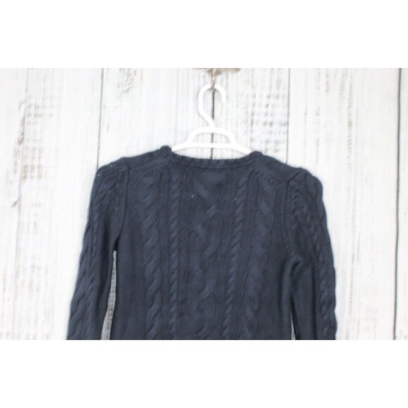 LL Bean Double L Cable Sweater Crewneck Classic Navy Size S Pet - Picture 8 of 10